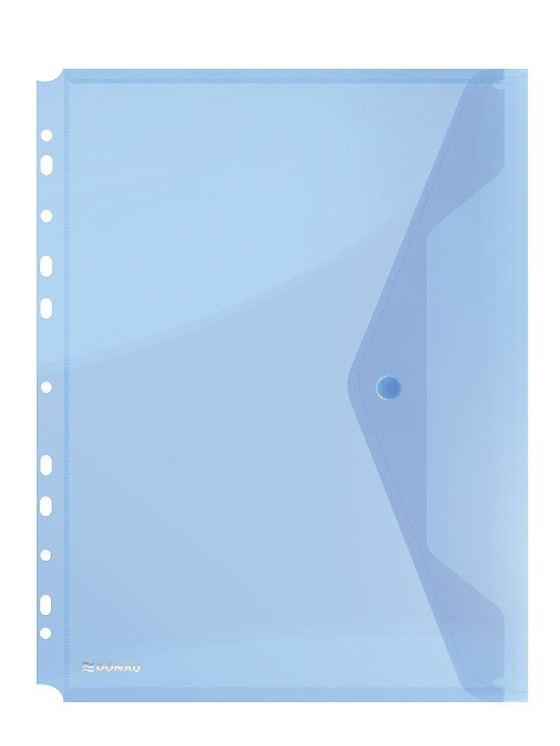 ENVELOPE FOLDER, DONAU, PP, A4, WITH SNAP CLOSURE, MULTI-PUNCHED, BLUE