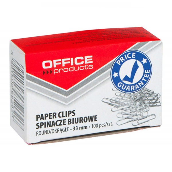 PAPER CLIPS ROUND, 33MM, OFFICE PRODUCTS 100 PCS