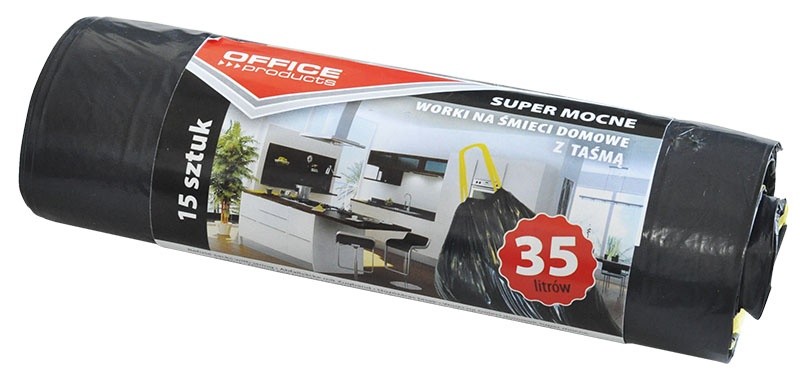 REFUSE SACKS WITH STRING (RIDEX) 35L 15PCS, BLACK
