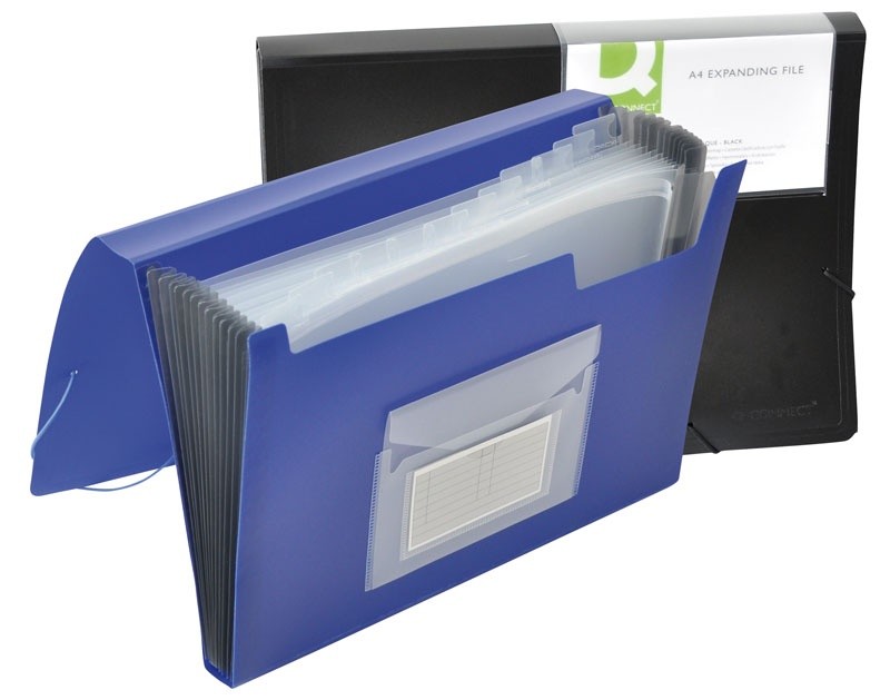 FILE FOLDER WITH 12 DIVIDERS TABS AND BAND BLUE