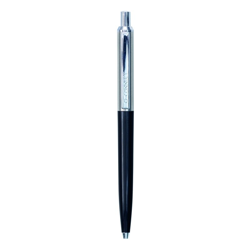 PRESTIGE METAL BALL PEN, Q-CONNECT, 1PC/BOX, BLUE REFILL, BLACK/SILVER