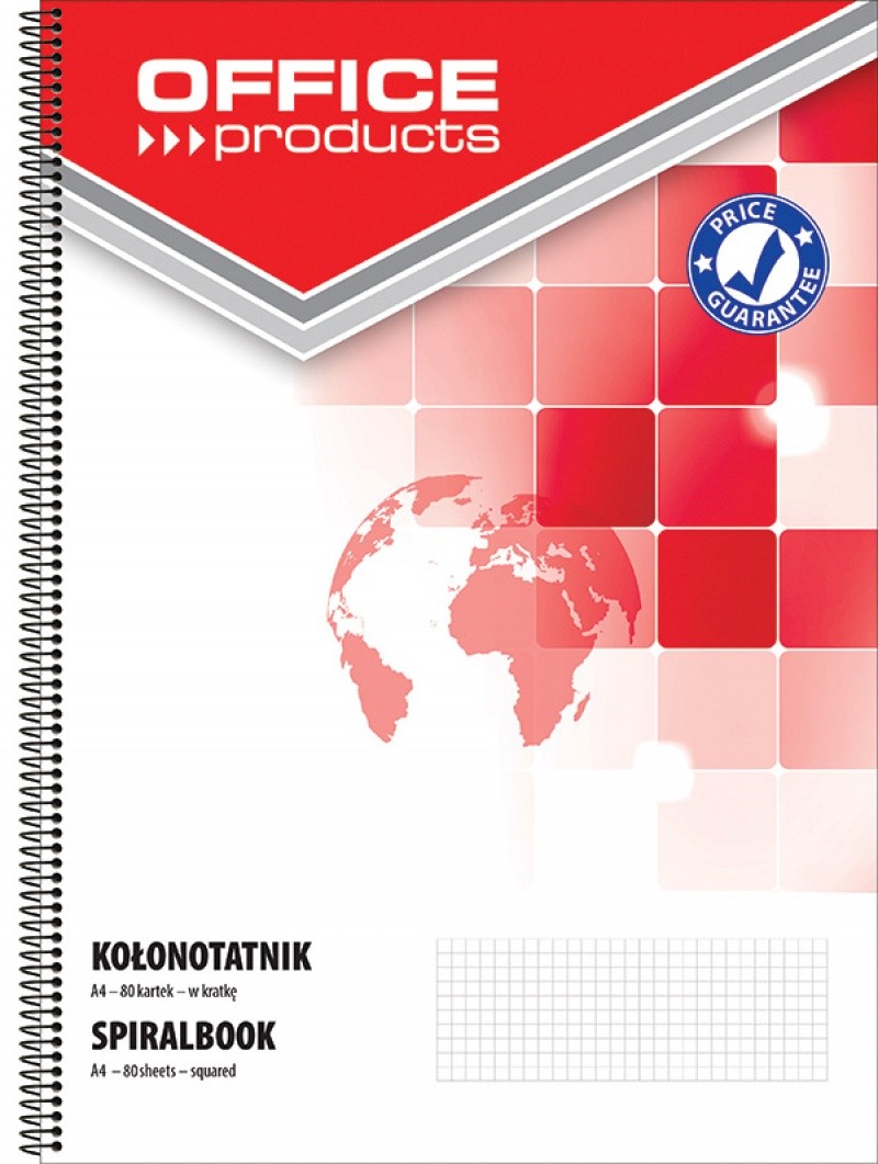 საკანცელარიო ჟურნალი გვერდული ზამბარით OFFICE PRODUCTS A4 80 ფურცლიანი, უჯრა