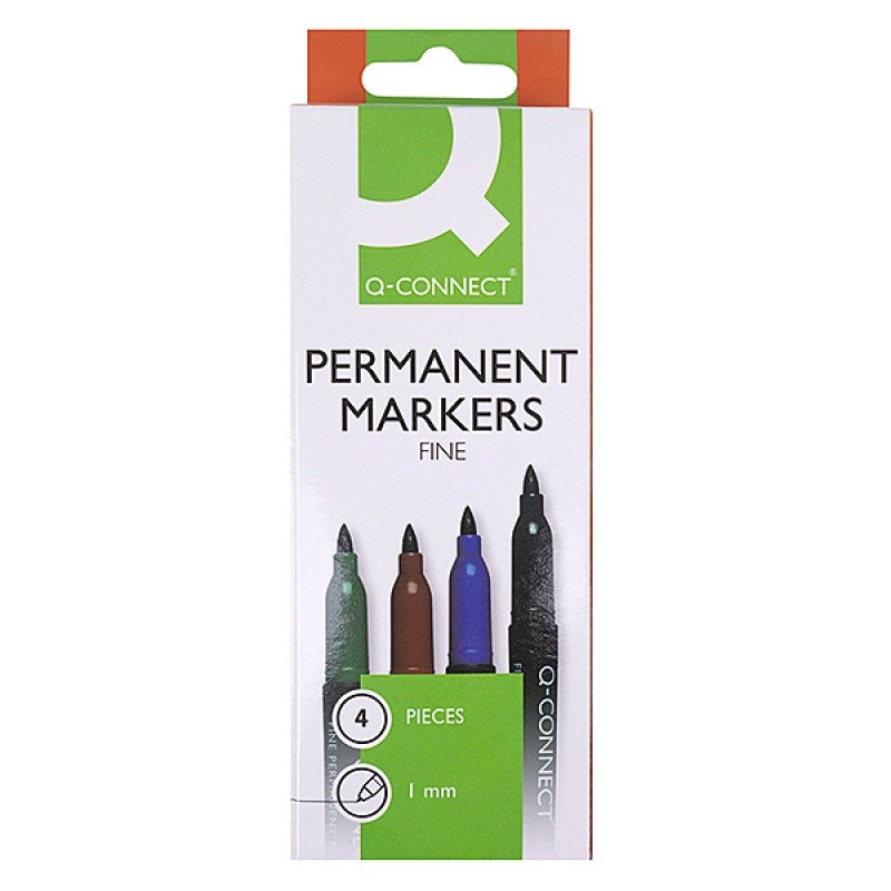 CD/DVD მარკერების კომპლექტი Q-CONNECT, 1მმ, 4 ფერი