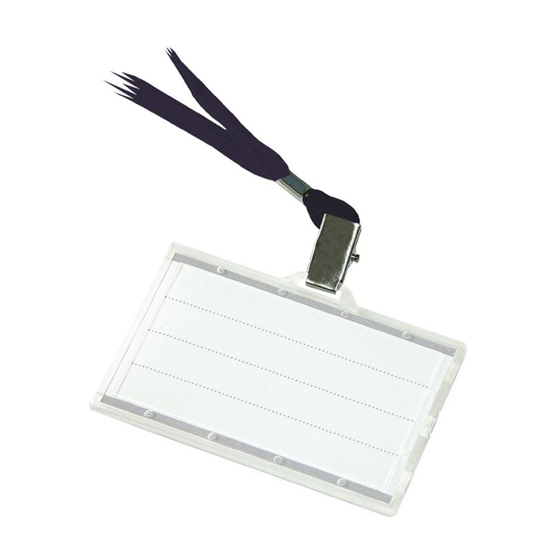 ბეიჯი მყარი პლასტიკატიკატით შავი ზონრით 85/50მმ DONAU