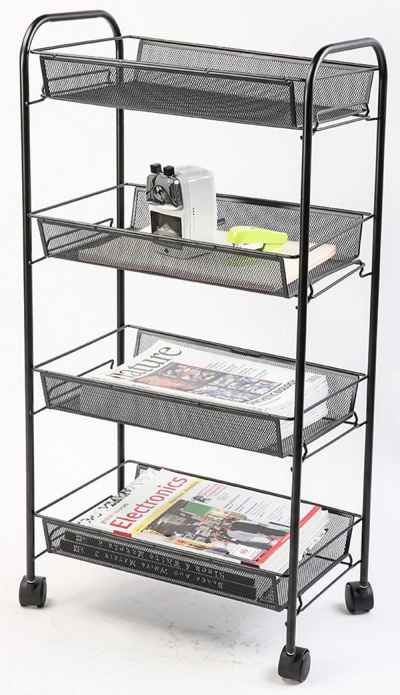 მოძრავი სასაბუთე თარო 4 სართულიანი Q-CONNECT