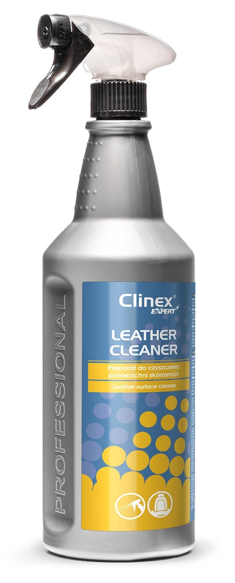 ტყავის საწმენდი სითხე (1 ლიტრი) CLINEX Expert + Leather Cleaner ეფექტურია სიღრმისეული დაბინძურებისას და არ აშრობს ტყავს