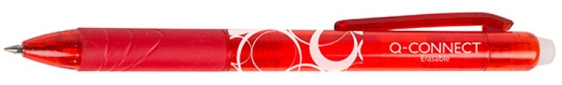 RETRACTABLE BALL PEN, Q-CONNECT, ERASABLE, DIA 1,0MM, LINE 0,7MM, RED