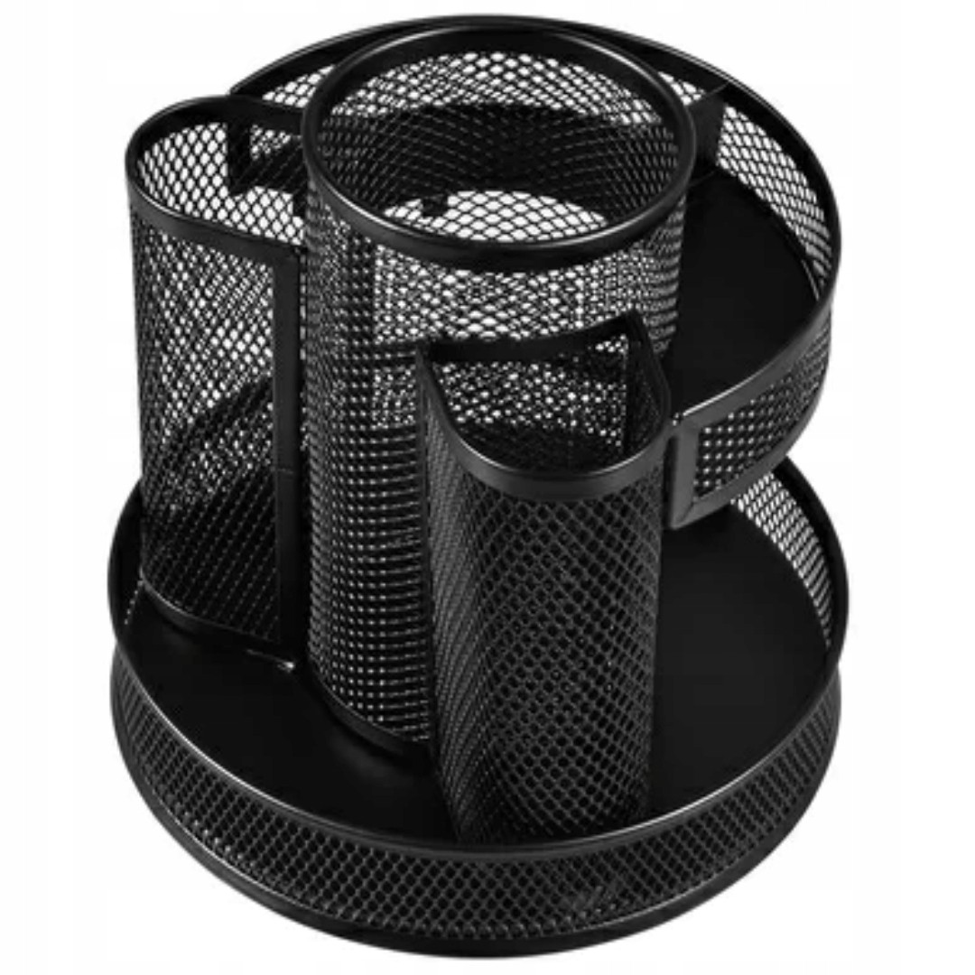 სამაგიდე ორგანაიზერ მრგვალი Q-CONNECT, მეტალის ბადე, შავი