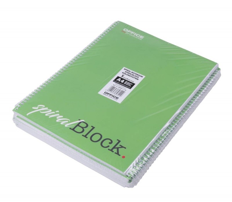 საკანცელარიო ჟურნალი გვერდული ზამბარით OFFICE PRODUCTS A4 80 ფურცლიანი, უჯრა, მწვანე ყდით