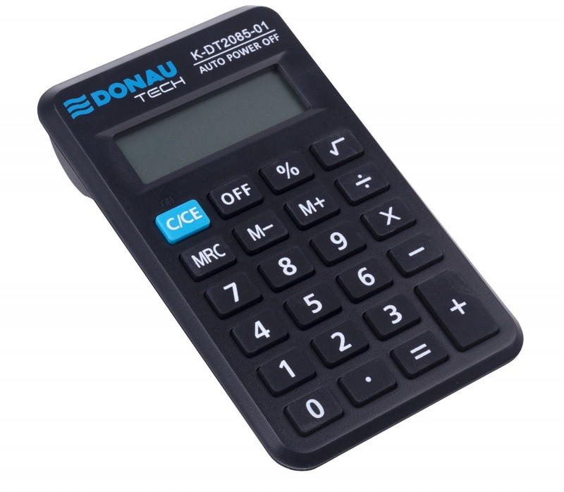 ჯიბის კალკულატორი DONAU K-DT2085, 114X69X19მმ, 8 თანრიგიანი, შავი
