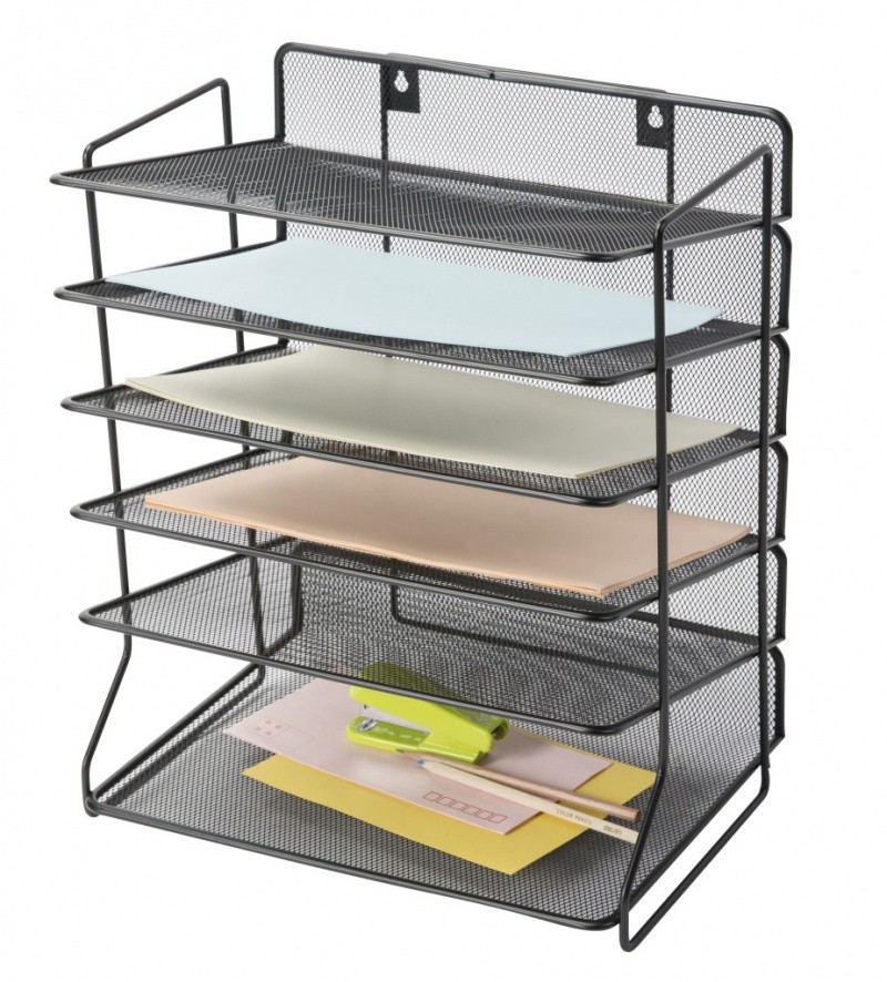 FILE SORTER, Q-CONNECT, OFFICE SET, STEEL, MESH, 6 LAYER, BLACK