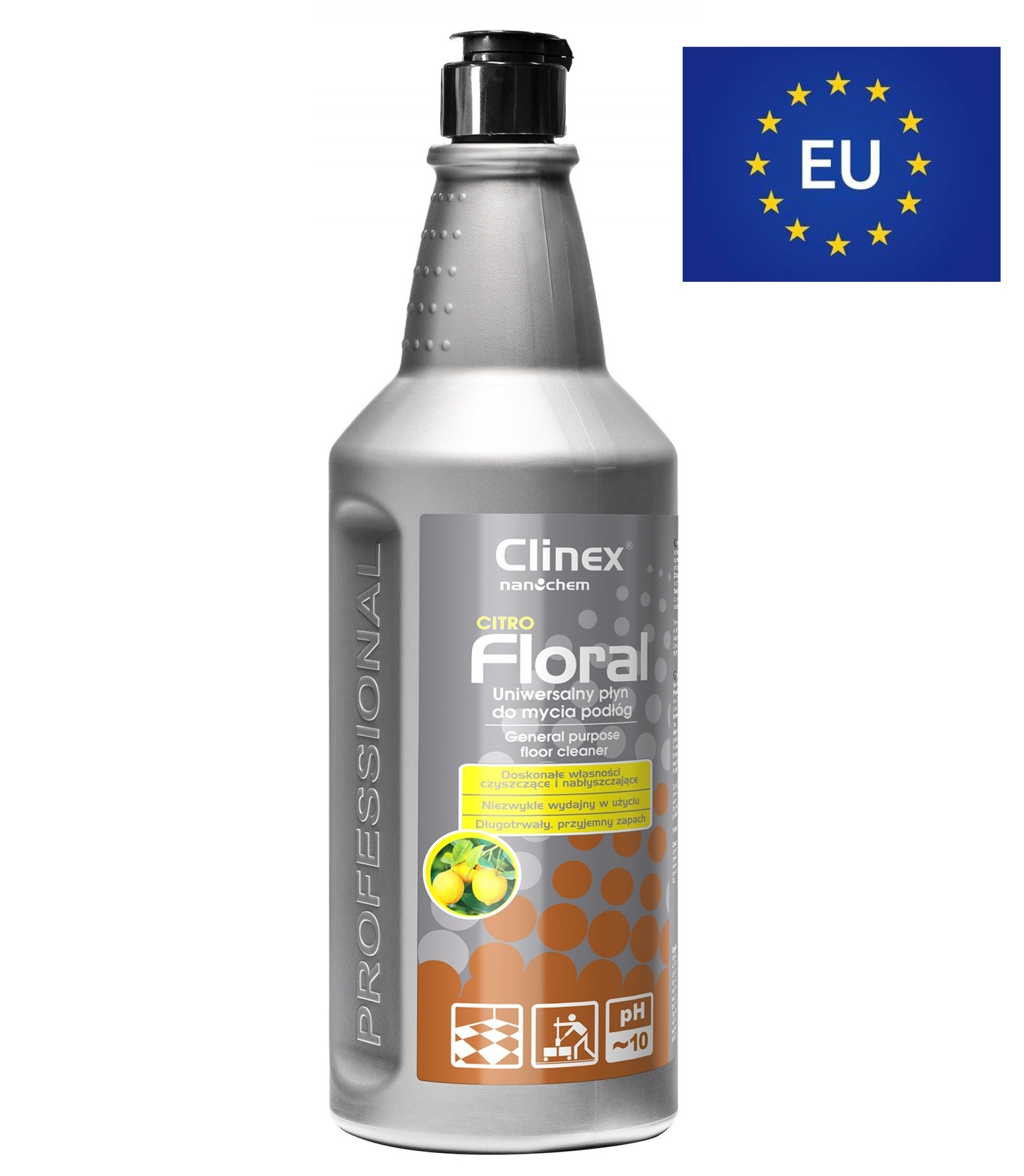 იატაკის უნივერსალური საწმენდი სითხე CLINEX Floral Citro / ციტრუსი (1ლტ) (გასაზავებელი)