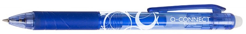 RETRACTABLE BALL PEN, Q-CONNECT, ERASABLE, DIA 1,0MM, LINE 0,7MM, BLUE