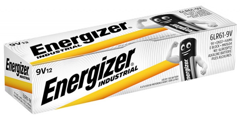 ელემენტი "ენერჯაიზერი / ENERGIZER 9V (კრონა)  (12 ცალი) (ინდუსტრიული) (უმაღლესი ხარისხი)