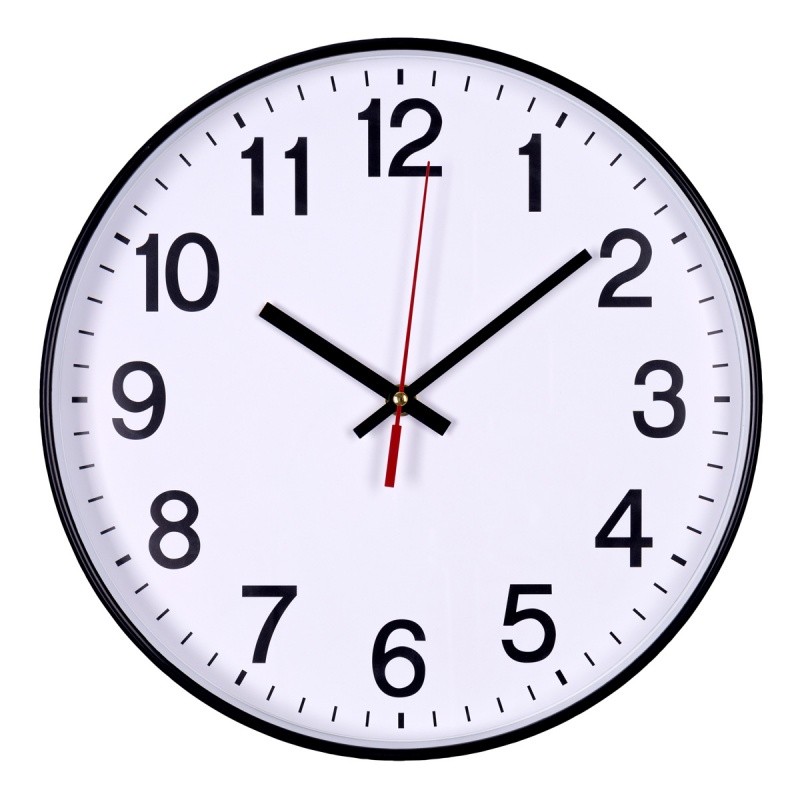 WALL CLOCK, OFFICE PRODUCTS, PLASTIC, 300MM, BLACK