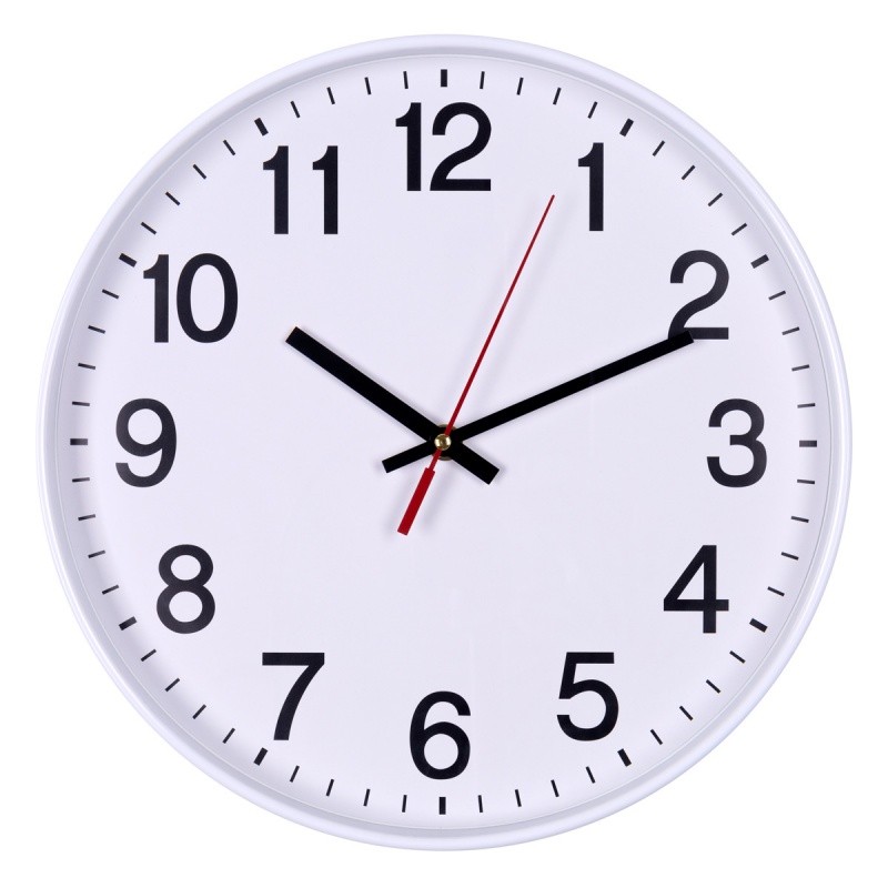 WALL CLOCK, OFFICE PRODUCTS, PLASTIC, 340MM, WHITE
