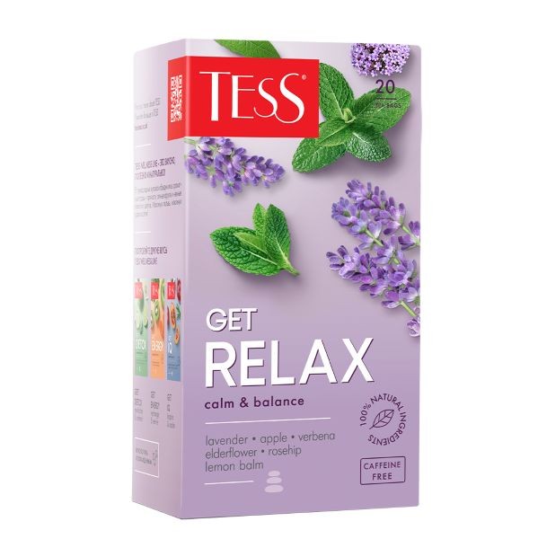 ჩაი მწვანე "Tess / ტესი" GET RELAX პირამიდა (20 ცალი)