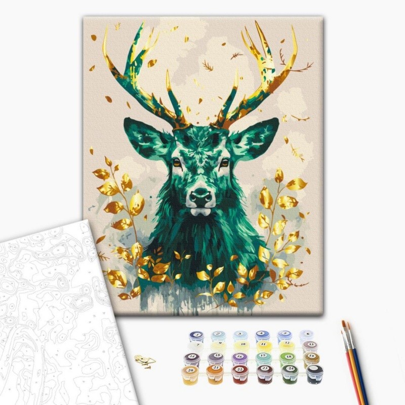 PAINTING BY NUMBERS, BRUSHME, 40X50CM, GOLD, EMERALD CROWN OF THE FOREST,1PC,BOX