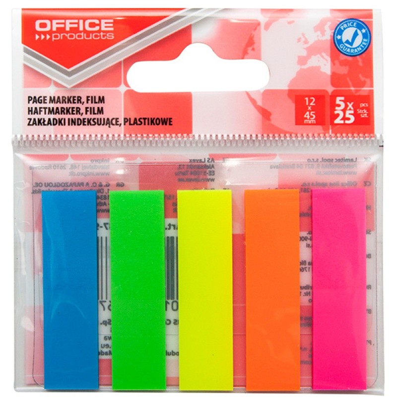 POP-UP FLAGS, OP, PLACTICS, WITH DISPENSER ARROWS, 12X45MM, 5X25K, 60MIC, ASS NEON, OPP BAG