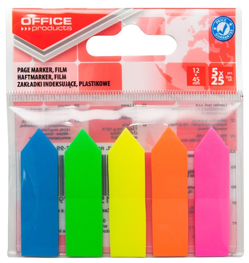 POP-UP FLAGS, OP, PLASTICS, WITH DISPENSER ARROWS, 12X45MM, 5X25K, 60MIC, ASS NEON, OPP BAG