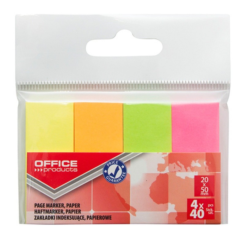 POP-UP FLAGS, OP, PAPER, 20X50MM, 4X40K, 70GSM, ASSORTED NEON, OPP BAG