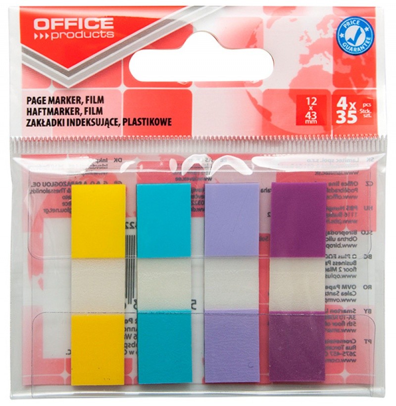 POP-UP FLAGS, OP, PLASTICS, WITH DISPENSER, 12X43MM, 4X35K,60MIC, ASS, OPP BAG