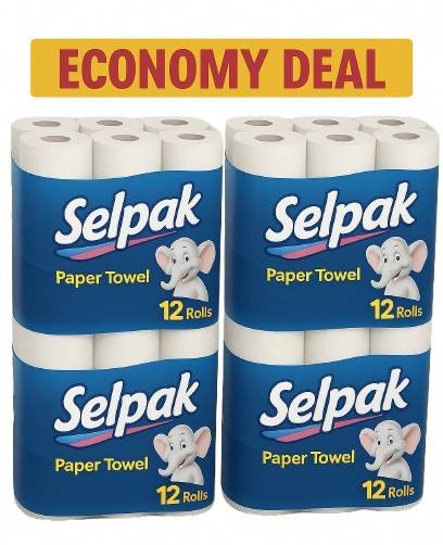 (შეკვრა - 4 ცალი) სამზარეულოს ხელსახოცი "სელპაკი / SELPAK" (3ფენა)(12ც. შეფუთვა)