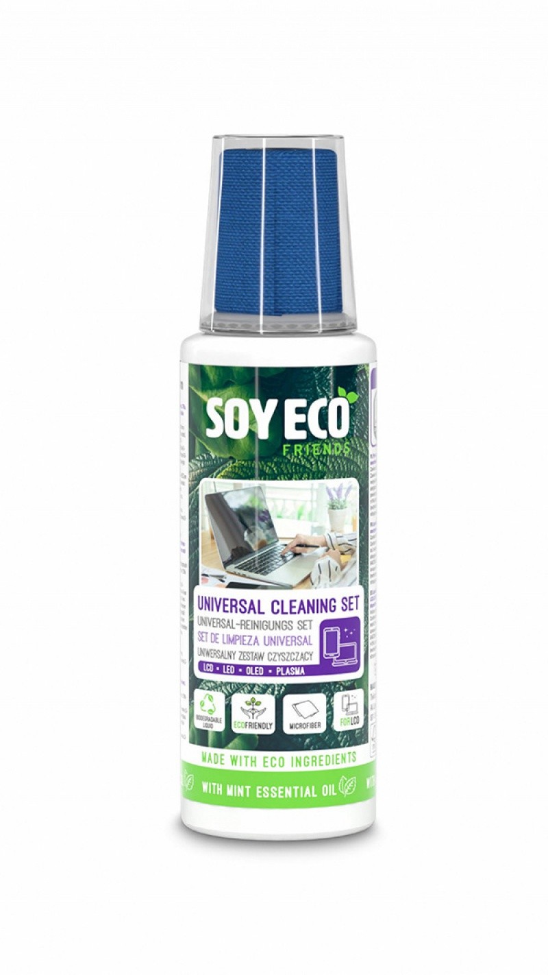 SET 2W1 FOR CLEANING SCREENS SOYECO, ECO, CLEANER 100 ML + MICROFIBER 20X20
