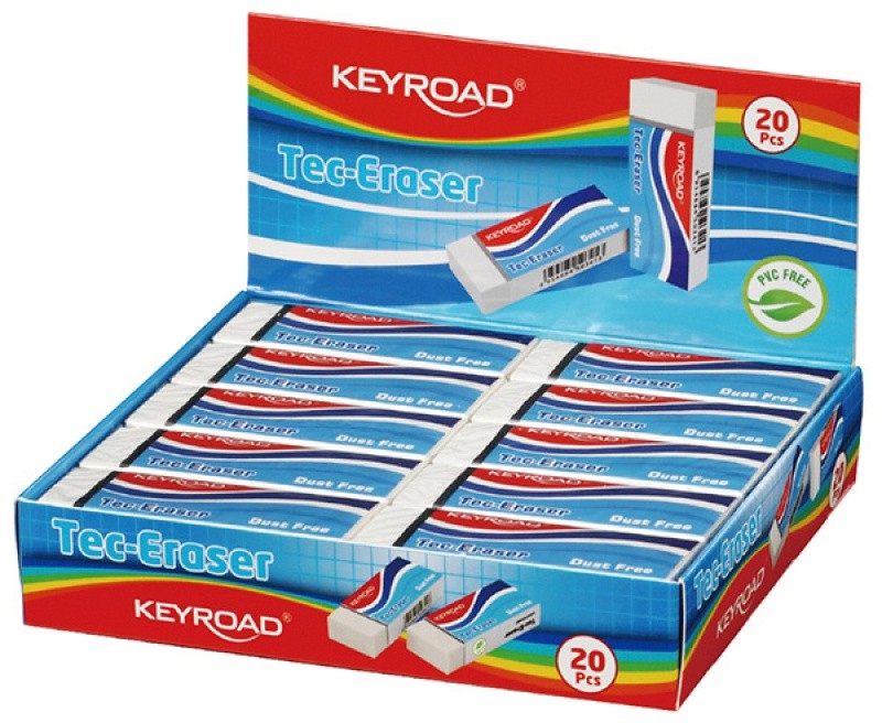 ERASER, KEYROAD, 59X21X12 MM, WHITE, DISPLAY