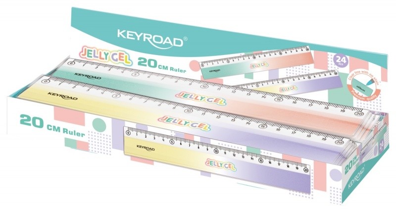 სახაზავი KEYROAD Jely Gel, 20სმ, შერეული ფერები, 1 ცალი
