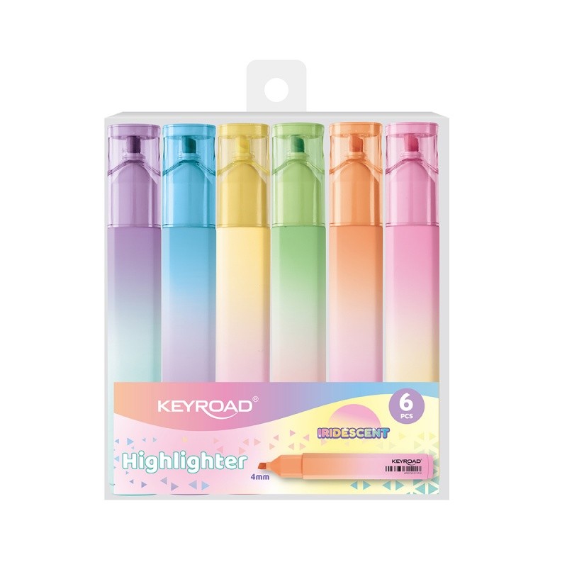 ტექსტმარკერების კომპლექტი KEYROAD IRIDESCENT, 6 ცალიანი შეკვრა, 4მმ, შერეული ფერები