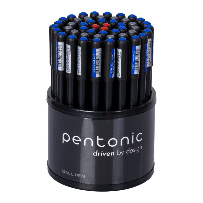 კალამი ბურთულიანი LINC PENTONIC, ტრიალა DISPLAY სეტი, 0.7მმ, წერის სისქე 0.3მმ, შერეული ფერები (35 ლურჯი, 12 შავი, 3 წითელი), უმაღლესი ხარისხი