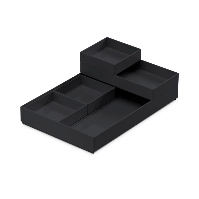 ორგანაიზერი სექციური MOXOM, კონტეინერების სეტი, 25x17x3.5სმ, 5 ნაწილიანი, შავი