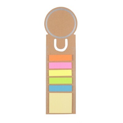 Memo holder, sticky notes, bookmark, notebook, ruler