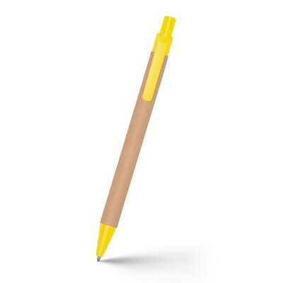 კალამი ბურთულიანი "ECOLOR" V1470, გადამუშავებული კარდონის ზედაპირით, ყვითელი კორპუსი