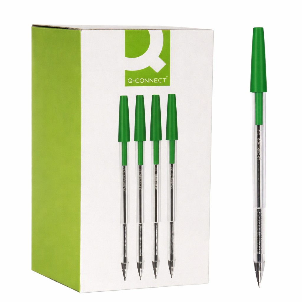 კალამი ბურთულიანი გაჭვირვალე Q-CONNECT Classic 0.7მმ მწვანე (20ცალი)