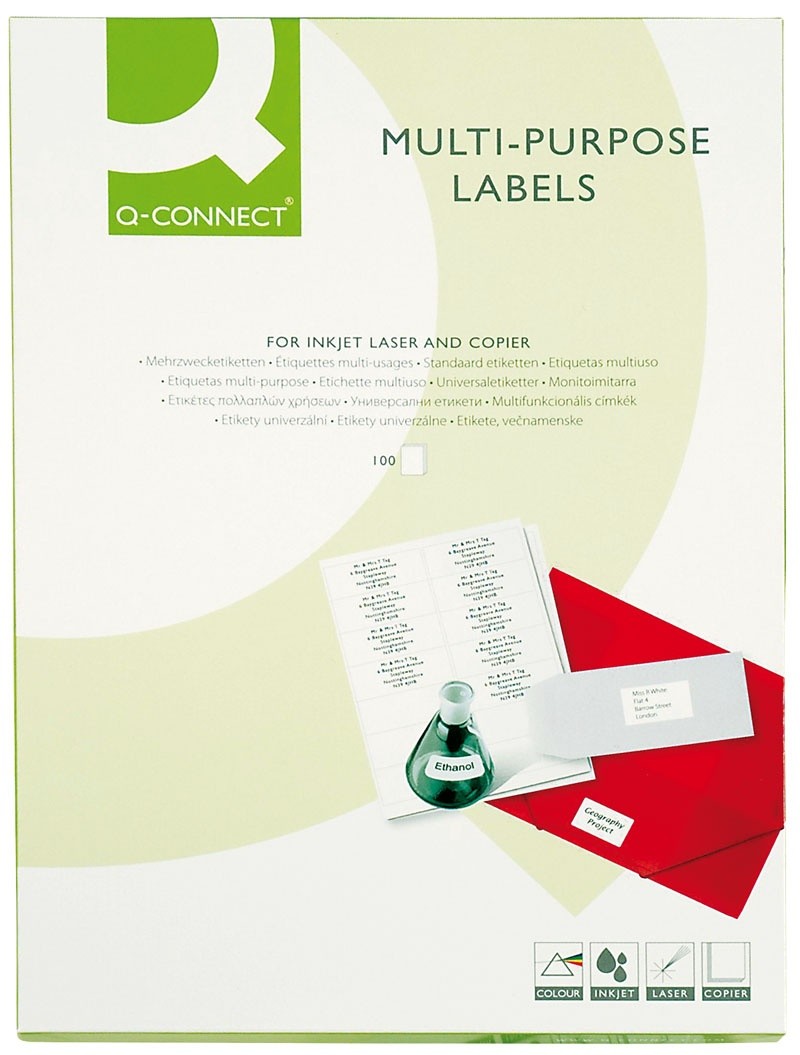 SELFADHESIVE Q-CONNECT LABELS 210,0X297,0 MM, 100 SHEETS //AP4714