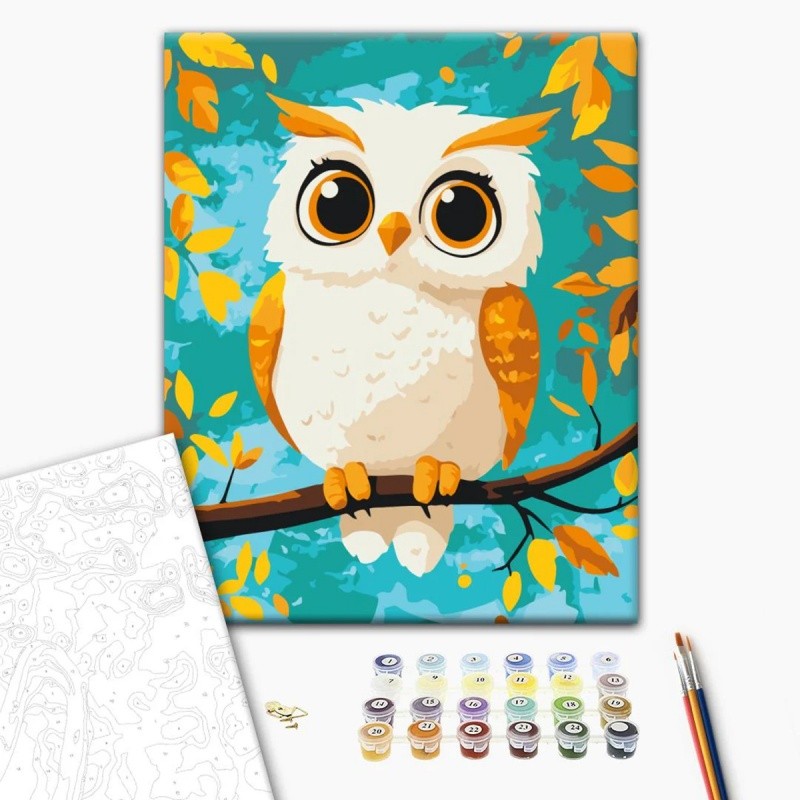 PAINTING BY NUMBERS, BRUSHME, 30X40CM, KIDS, OWL, 1PC