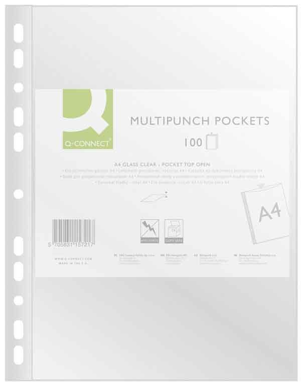 MULTIPUNCH POCKETS 100PCS A4 GLASS CLEAR 0,1MM