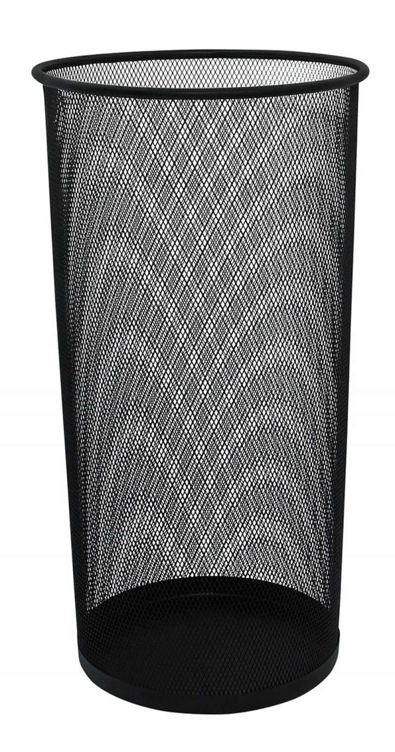 UMBRELLA STAND, Q-CONNECT, STEEL, MESH, ROUND, 22,6L, H 500MM, DIA 265/220MM, BLACK