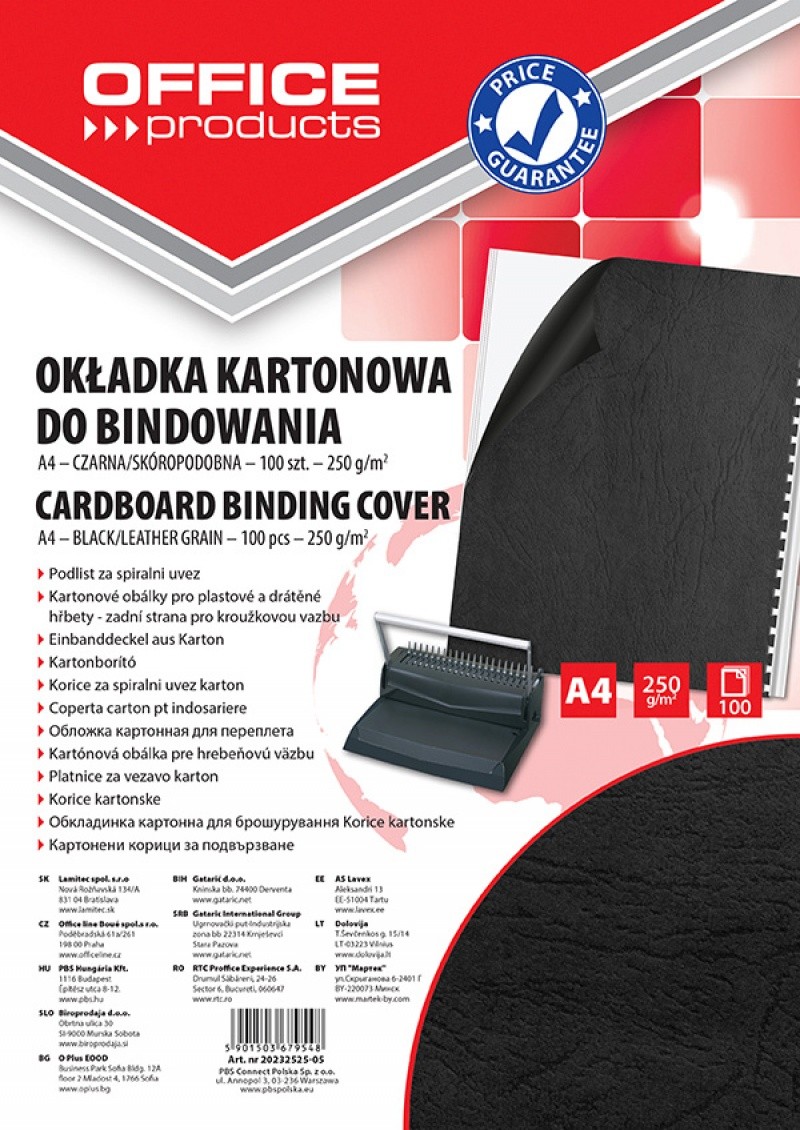 CARDBOARD BINDING COVER OFFICE PRODUCTS LEATHER GRAIN 250G/M2 A4, 100 PCS/BAG BLACK
